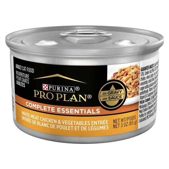 Purina Pro Plan Complete Essentials Adult White Meat Chicken & Vegetable Entrée in Gravy Wet Cat Food