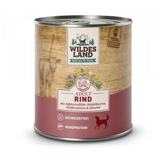 Wildes Land Classic Adult Rind mit Süßkartoffeln, Heidelbeeren, Wildkräutern und Distelöl 800 g