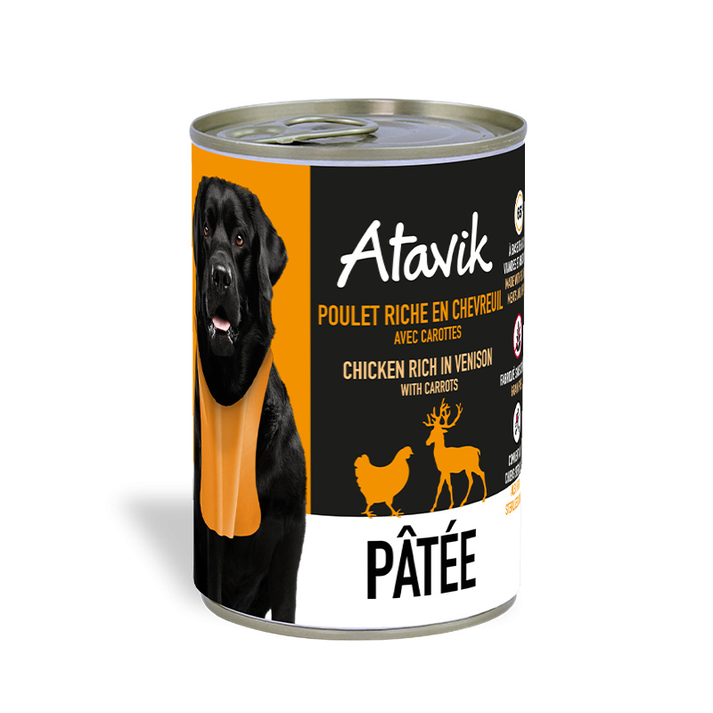 Pâtée pour chien - Poulet riche en Chevreuil avec carottes