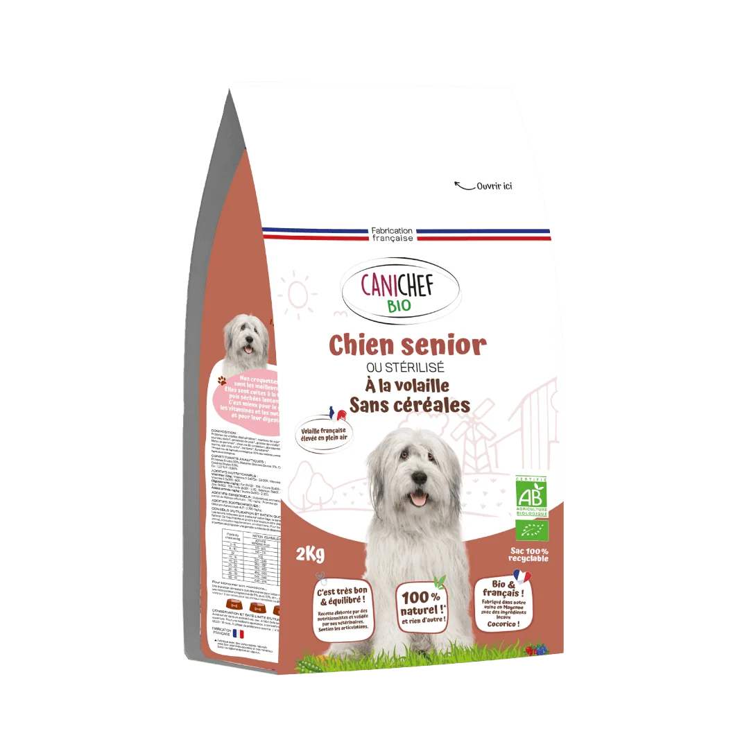 Croquettes sans céréales BIO à la Volaille - Chien Senior