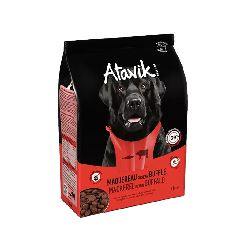 Croquettes chien sans céréales Maquereau riche en Buffle