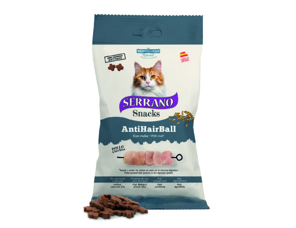 Serrano Snacks para Gatos Pollo Antihairball