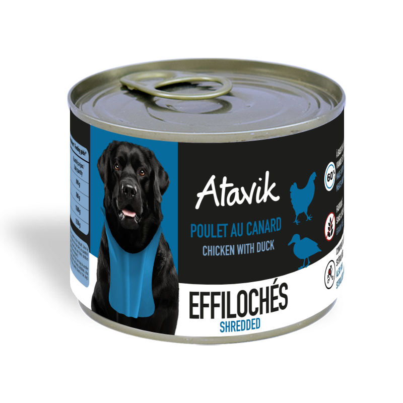 Pâtée pour chien - Effilochés - Poulet au canard