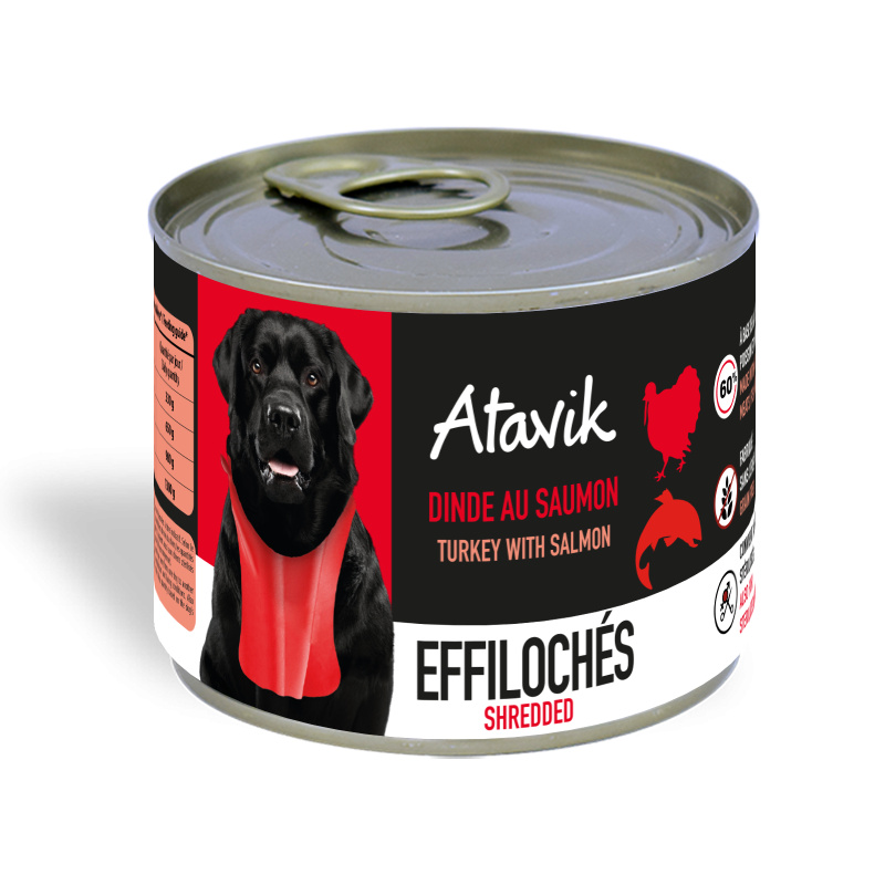 Atavik - Pâtée pour chien - Effilochés - Dinde au saumon