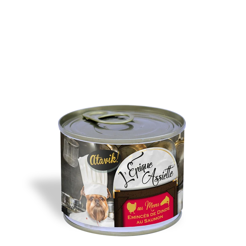 Atavik - Pâtée pour chien - Effilochés - Dinde au saumon