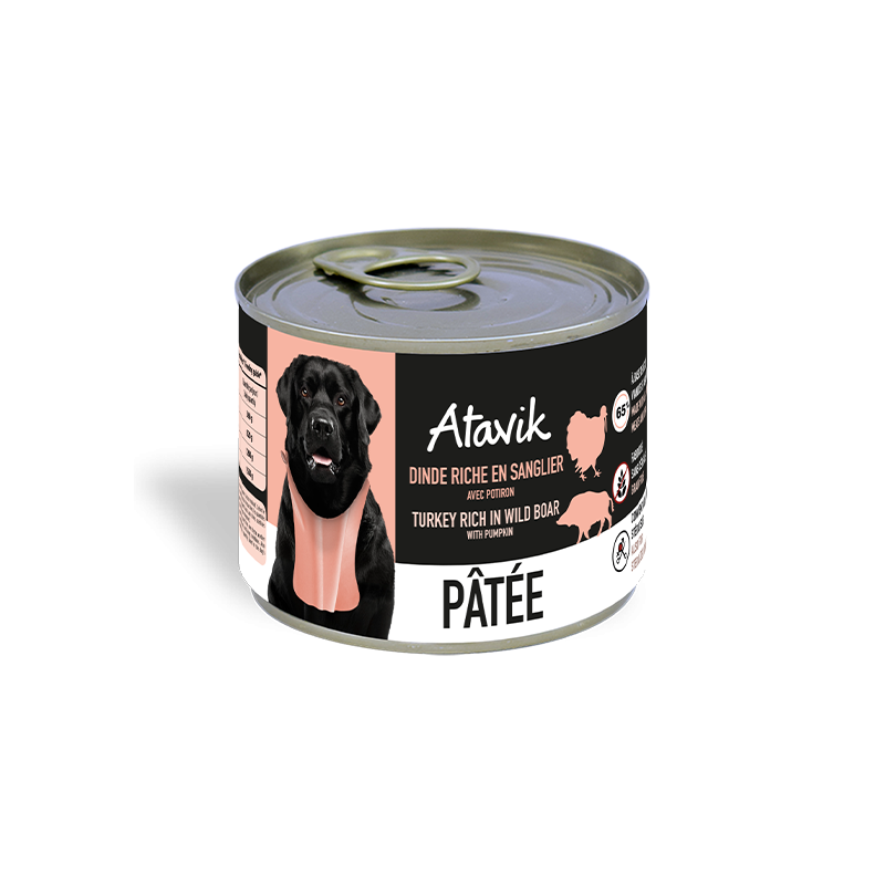 Pâtée pour chien - Dinde riche en Sanglier avec potiron