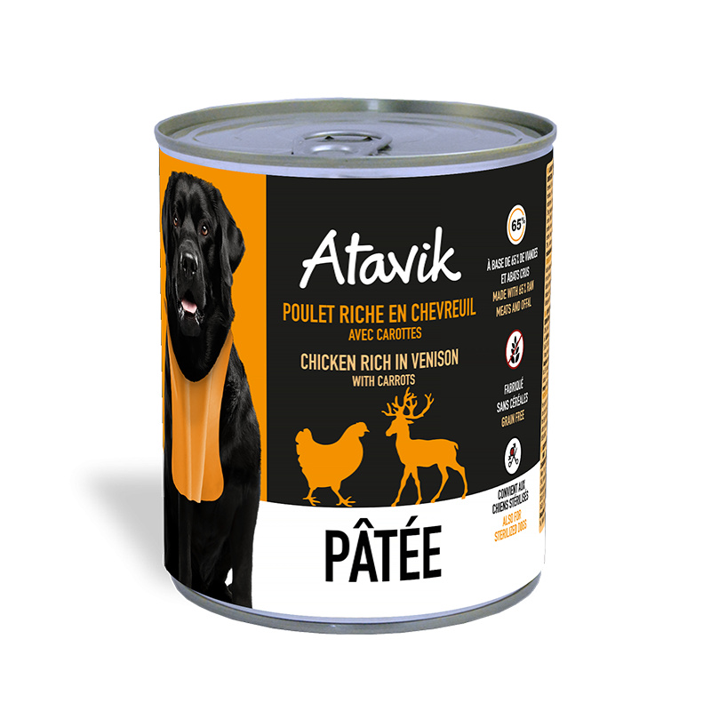 Pâtée pour chien - Poulet riche en Chevreuil avec carottes