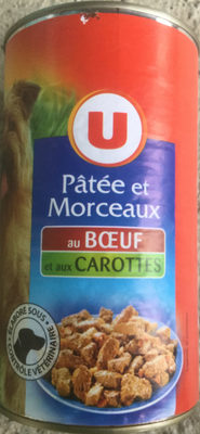 Pâtée et morceaux au bœuf et aux carottes