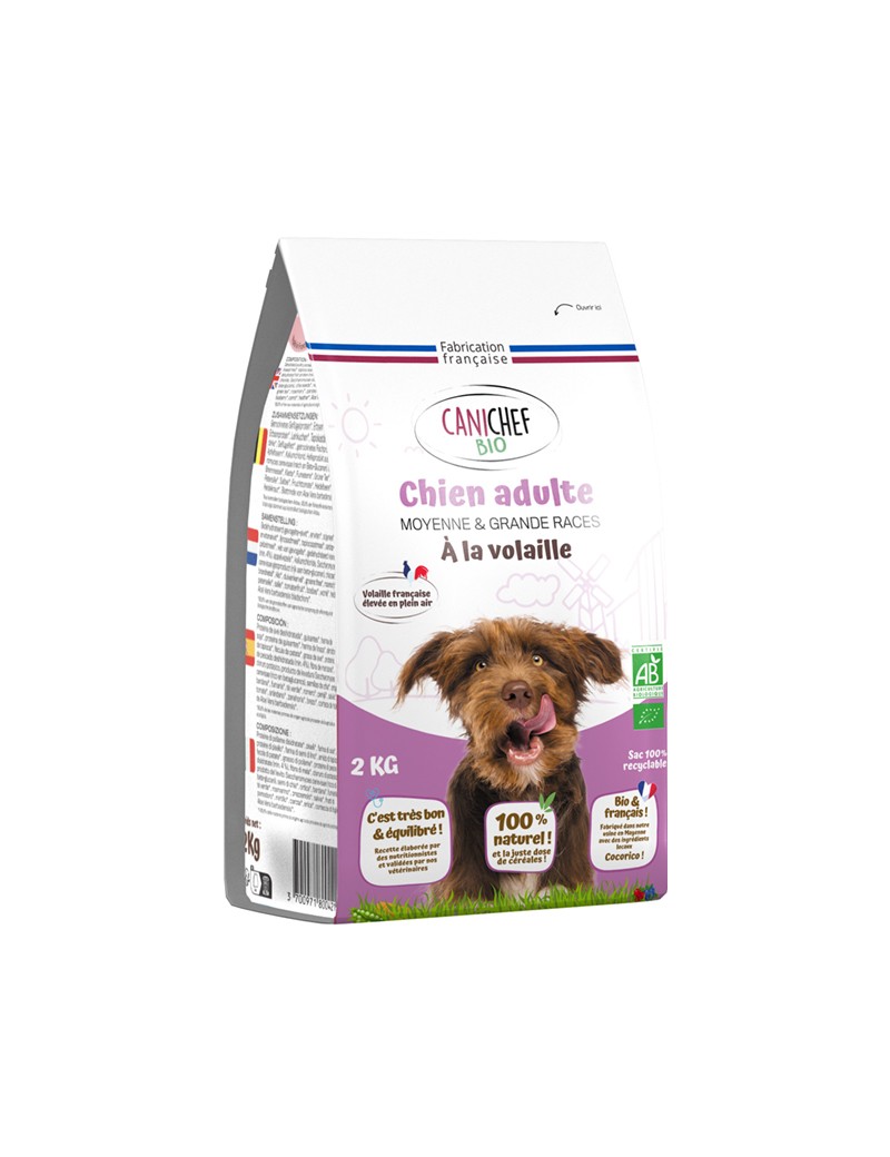 CROQUETTES VOLAILLE BIO CHIEN ADULTE MOYENNE ET GRANDE RACE (2 kg)