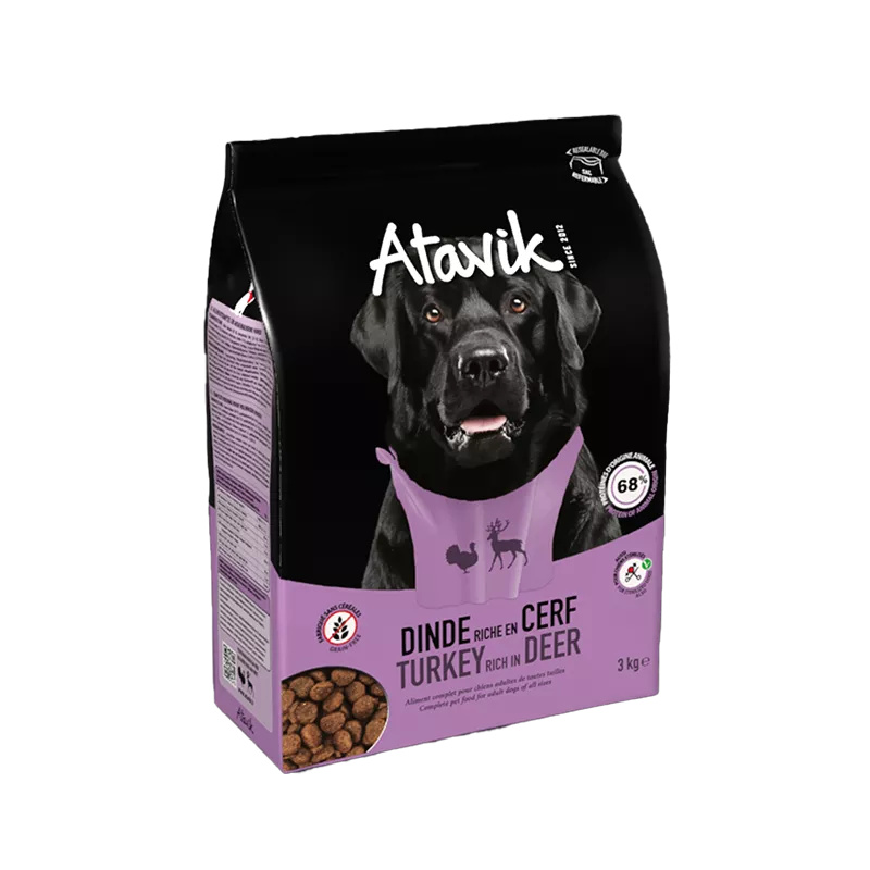 Atavik Croquettes chien sans céréales à la dinde riche en cerf