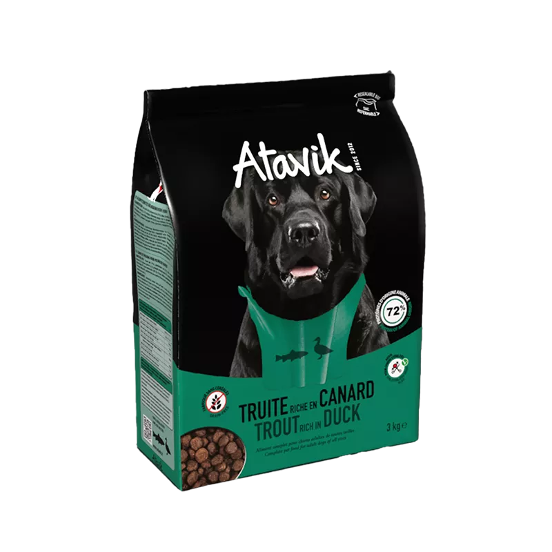 Croquettes chien sans céréales à la truite riche en canard