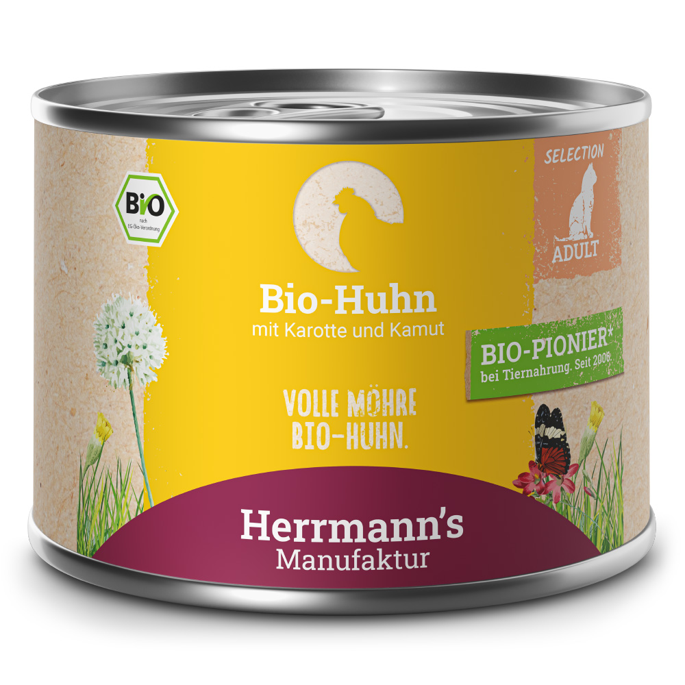 Herrmann's Selection Adult Bio Huhn mit Karotte & Kamut Nassfutter 200 g