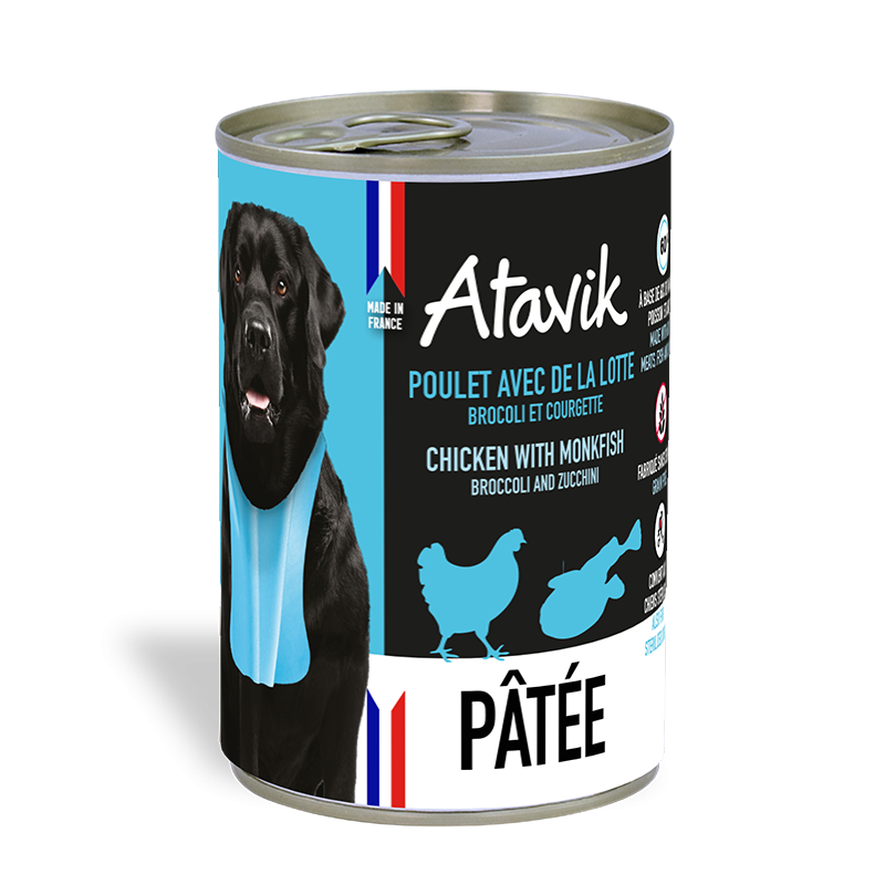 Atavik Pâtée pour chien Made in France - Poulet & à la Lotte