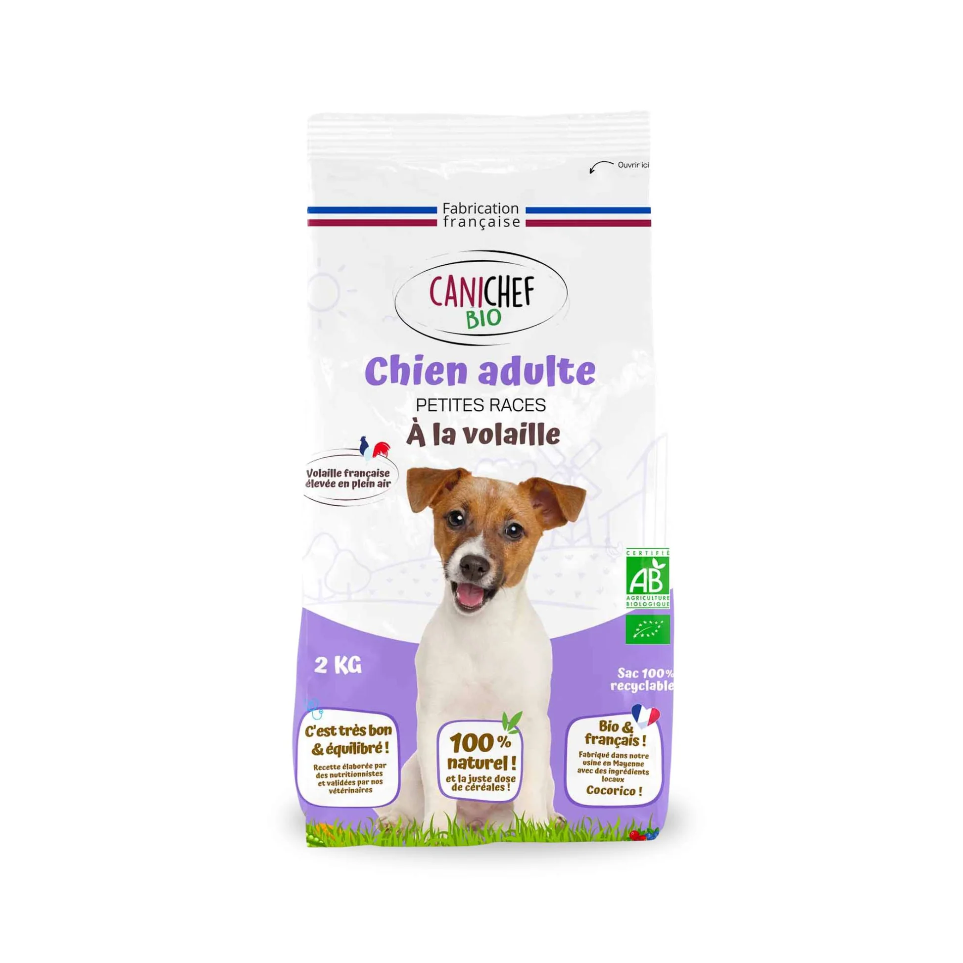 Croquettes Volaille Bio Chien Adulte Petite Race - 2 kg