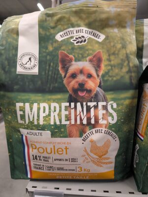 Empreintes Croquettes poulet céréales, chien adulte petite race