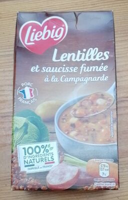 Potage lentilles et saucisse fumée à la campagnarde