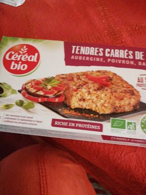 Tendres carrés de blé aux aubergine, poivron,  basilic