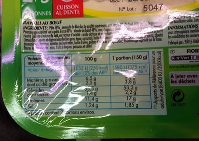 RAVIOLI AU BŒUF 300g