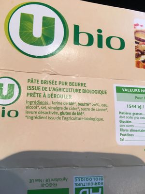 Pâte à tarte brisée pur beurre bio , 230g