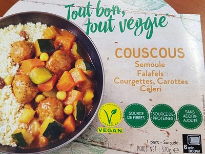 Couscous semoule, falafels, courgettes, carottes, céleri