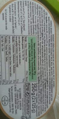 Douceur de riz lait de coco creme de riz & d'avoine