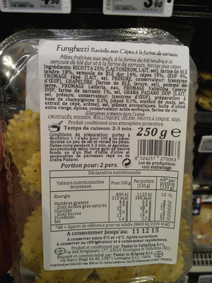 Funghetti raviolis aux cèpes à la farine de sarrasin